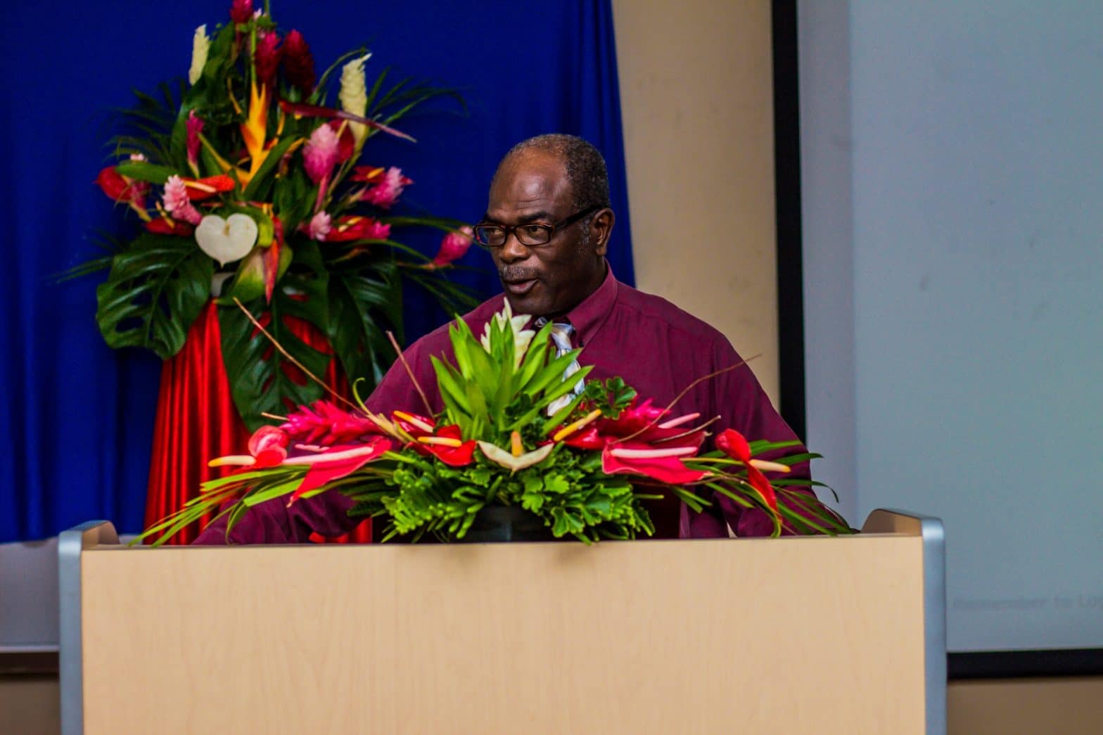 Mr. Marcus Caine at the podium