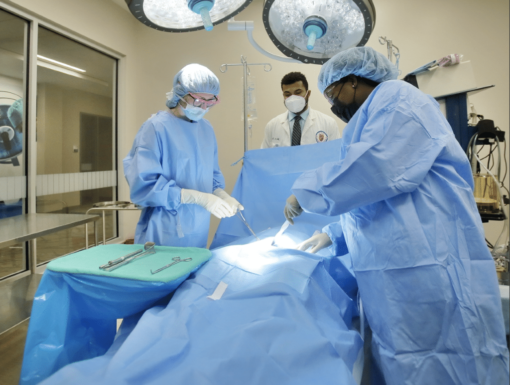 Medical pre-med program students participating in clinicals